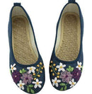 Women Vintage Ribbon Embroidered Flat Pump Shoes