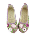 Women Vintage Ribbon Embroidered Flat Pump Shoes