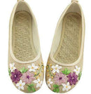 Women Vintage Ribbon Embroidered Flat Pump Shoes