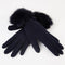 Women Warm Winter Wool Gloves With Soft Lining And Rabbit Fur Detailing-pt9837 navy blue-JadeMoghul Inc.