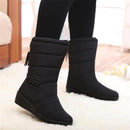 Women Waterproof Mid Calf Length Boots With Draw String Closure
