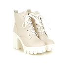 Women Winter Ankle Length Lace Up Boots-apricot-4-JadeMoghul Inc.