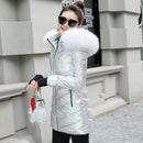 Women Winter Metallic Puffer Jacket