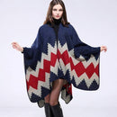 Women Winter Poncho Cape/ Wrap In Geometric Designs