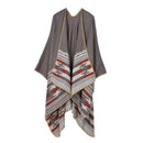 Women Winter Poncho Cape/ Wrap In Geometric Designs-Color No 8-JadeMoghul Inc.