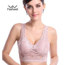 Women Wire Free Padded All Lace Seamless Crop Bra-pink-M-JadeMoghul Inc.