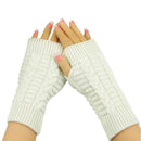 Women Wool Cable Knit Arm Length Winter Gloves