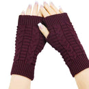 Women Wool Cable Knit Arm Length Winter Gloves