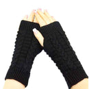 Women Wool Cable Knit Arm Length Winter Gloves