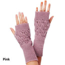 Women Wool Cable Knit Arm Length Winter Gloves AExp