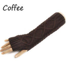 Women Wool Cable Knit Arm Length Winter Gloves AExp