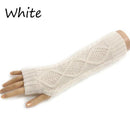 Women Wool Cable Knit Arm Length Winter Gloves AExp