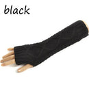 Women Wool Cable Knit Arm Length Winter Gloves AExp