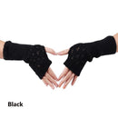 Women Wool Cable Knit Arm Length Winter Gloves-Black 1-One Size-JadeMoghul Inc.