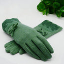 Women Wool Cashmere Warm Winter Gloves With Lace Detailing