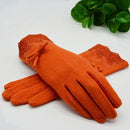 Women Wool Cashmere Warm Winter Gloves With Lace Detailing