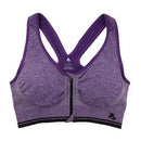 Women Zipper Front Closure Push Up Seamless Sports Bra