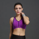 Women Zipper Front Closure Push Up Seamless Sports Bra