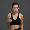 Women Zipper Front Closure Push Up Seamless Sports Bra
