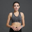 Women Zipper Front Closure Push Up Seamless Sports Bra-Grey1-XXL-China-JadeMoghul Inc.