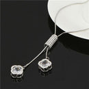 Women Zircon silver And Gold Plated Statement Long Necklace-Cylinder Silver-JadeMoghul Inc.