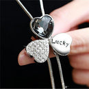 Women Zircon silver And Gold Plated Statement Long Necklace-Lucky Grey Silver-JadeMoghul Inc.