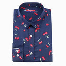 Women's Cotton Long Sleeved Shirt Top With Fun Prints-navy cherry-L-JadeMoghul Inc.