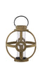 Wood Round Metal Handle Lantern With Hurricane Candle Holder, Large, Brown-Lanterns-Brown-Wood Metal-Natural Finish-JadeMoghul Inc.
