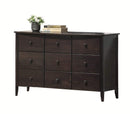 Wooden 9 Drawer Dresser With Framed Sides, Dark Walnut Brown