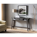 Wooden Desk With Drawer And Shelves, Distressed Gray-Desk-Dark Grey-MDF Wood-JadeMoghul Inc.