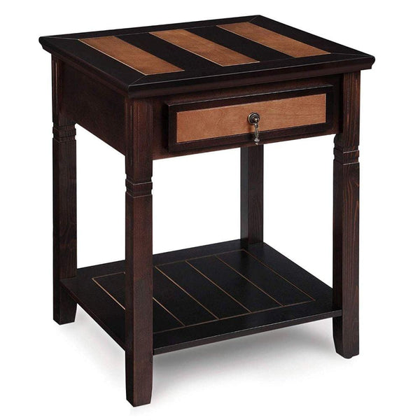 Wooden Dual Finish Nightstand with One Storage Drawer and Open Bottom Shelf, Brown