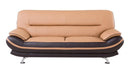 Wooden Framed Sofa with Tufted Faux Leather Upholstery, Brown and Silver-Sofas Sectionals & Loveseats-Brown and Silver-Faux Leather, Wood and Stainless Steel-JadeMoghul Inc.