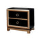 Wooden Night Stand with 2 Drawers , Black and Gold-Nightstands and Bedside Tables-Black, Gold-Wood-JadeMoghul Inc.