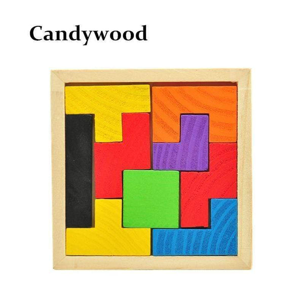 Wooden Tetris Game Educational Jigsaw Puzzle Wood Toy