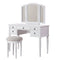 Wooden Vanity Set With Stool White-Bedroom Furniture Sets-White-Rubber Wood MDF / Birch Veneer Color: White-JadeMoghul Inc.