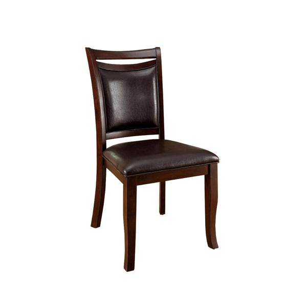 Woodside Transitional Side Chair , Expresso Finish, Set Of 2-Armchairs and Accent Chairs-Dark Cherry-Leatherette Solid Wood Wood Veneer & Others-JadeMoghul Inc.