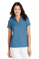 Woven Shirts Collared Shirt - Port Authority Ladies Textured Camp Shirt Port Authority