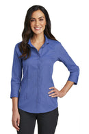 Woven Shirts Red House  Ladies 3/4-sleeve Nailhead Non-iron Shirt. Rh690 - Mediterranean Blue - 3xl Red House