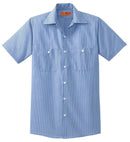 Woven Shirts Red Kap Long Size Short Sleeve Striped Industrial Work Shirt. CS20LONG Red Kap
