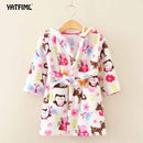 YATFIML 2017New Soft Children's Robes for 2-6Yrs Baby Kids Pajamas Boys Girls Cartoon Sleepwear Bathrobes Kids Hooded Baby Robes