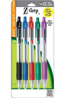 Z GRIP BALLPOINT PENS 5PK ASSORTED-Supplies-JadeMoghul Inc.