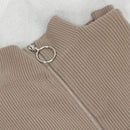 Zipper Turtleneck Solid Women Sweater