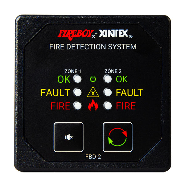 Fireboy-Xintex Two Zone Detection  Alarm Panel - 2-5/8" Display - 12/24V DC [FBD-2-R]