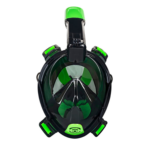 Aqua Leisure Frontier Full-Face Snorkeling Mask - Adult Sizing - Eye to Chin  4.5" - Green/Black [DPM17478LBLC]