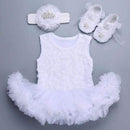 0-3 months baby girl dresses headband shoes set infantil Children's clothing set girls tutu kids wear puff short sleeve vestido-3C3005-12M-JadeMoghul Inc.