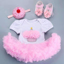 0-3 months baby girl dresses headband shoes set infantil Children's clothing set girls tutu kids wear puff short sleeve vestido-3D3002-12M-JadeMoghul Inc.