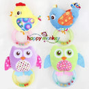 0-3 Y Baby Rattle hand Bell Toy 5 Style Owl Bird Chicken Animals Plush Happy Monkey Gift WJ290-Purple owl-JadeMoghul Inc.