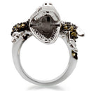 Fashion Rings 0W007 Rhodium + Ruthenium Brass Ring with AAA Grade CZ
