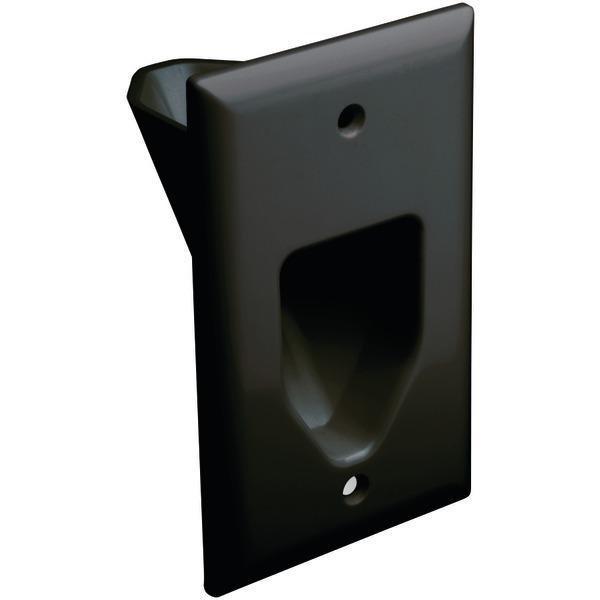 1-Gang Recessed Cable Plate (Black)-Cables, Connectors & Accessories-JadeMoghul Inc.