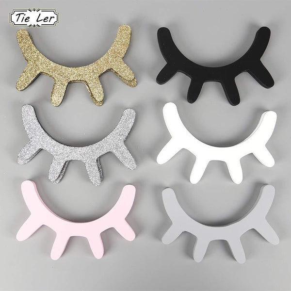 1 Pair Nordic Style Cute Wooden 3D Eyelash Wall Sticker Decor Children Kids Baby Room Background Wall Sticker Home Decoration-White-JadeMoghul Inc.